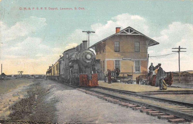 Lemmon South Dakota Train Station Vintage Postcard AA20862