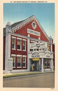 F86/ Abingdon Virginia Postcard Linen Barter Theatre Entrance Famous