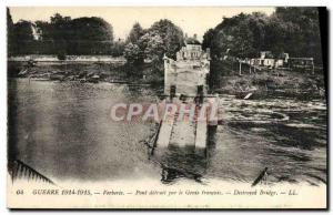 Old Postcard Army War Veberie Bridge destroyed by the French Genie