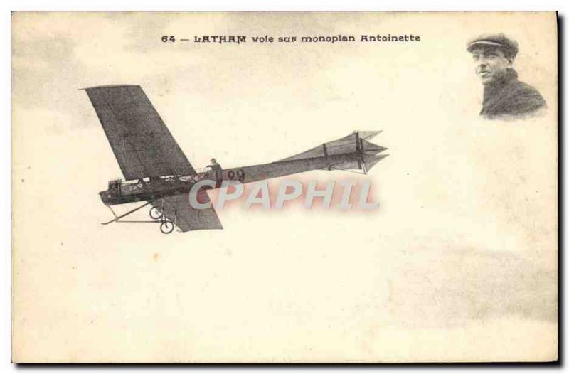 Old Postcard Jet Aviation flies on Latham Antoinette monoplane