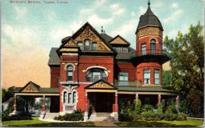 Postcard Governor's Mansion in Topeka, Kansas