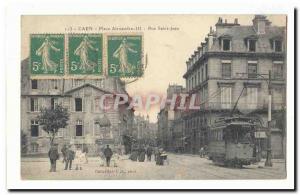 Caen Postcard Old Place Alexandre III Rue St Jean (tram)