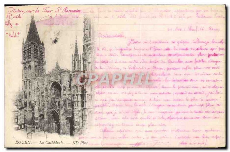 Old Postcard Rouen Cathedral