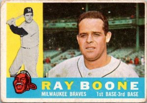 1960 Topps Baseball Card Ray Boone Milwaukee Braves sk10567