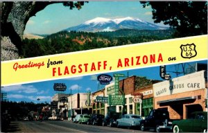 Banner, Greetings from Flagstaff AZ Ford Dealer Vintage Postcard L67