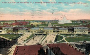 USA Birds Eye View of Providence R.I Showing Railroad Station State House 06.32