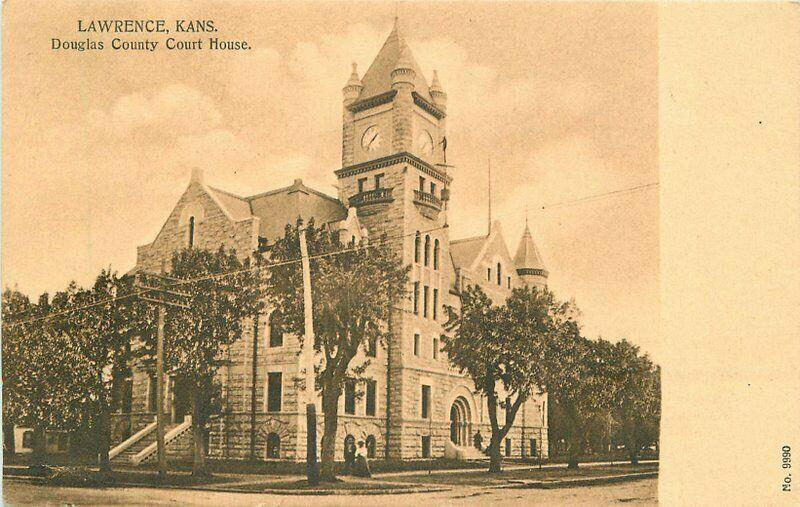 C-1910 Lawrence Kansas Postcard Douglas County Court House Mettner 1929