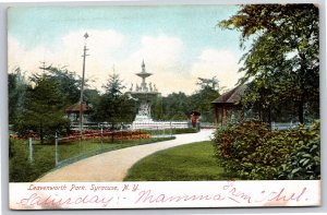 Syracuse New York~Leavenworth Park Fountain~William Jubb Pub Vintage Postcard
