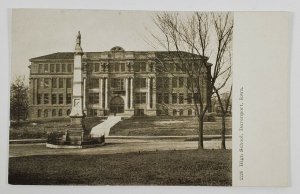 Davenport Iowa View of High School and Soldiers Monument c1910 Postcard S5