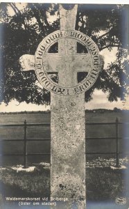 VISBY GOTLAND SWEDEN~Waldemarskorset SOLBERGA-MEDIEVAL STONE CROS-PHOTO POSTCARD