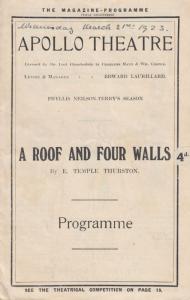 A Roof And Four Walls E Temple Thurston London Apollo Antique Theatre Programme