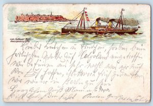 Germany Postcard Scene of Steamship Sailing Scene 1897 Posted Antique