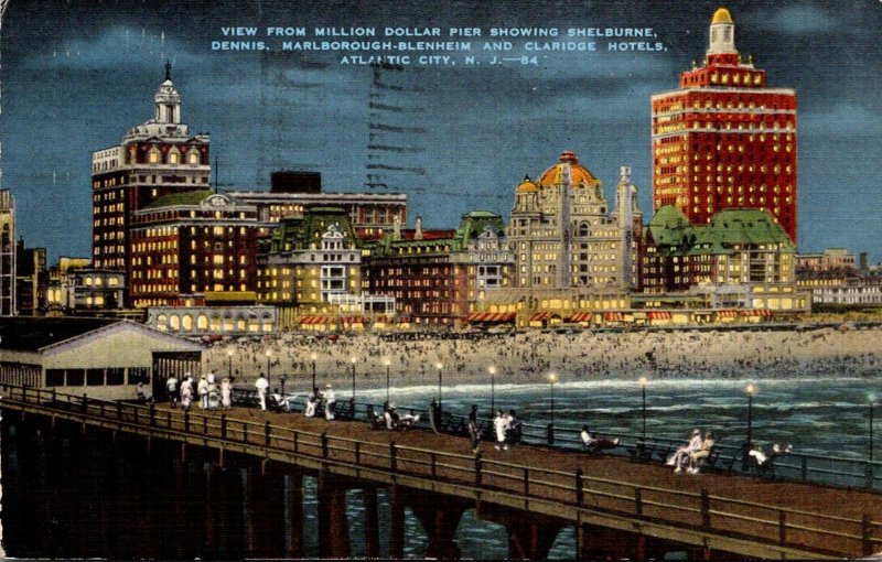 New Jersey Atlantic City View From Million Dollar Pier At Night 1945