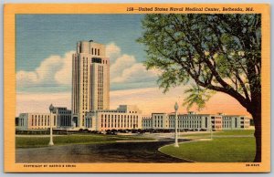 Vtg Bethesda Maryland MD United States Naval Medical Center 1940s Postcard