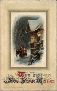 Winsch New Year Children Night Home c1910 Vintage Postcard