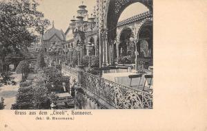 Hannover Germany Tivoli Garden Patio View Historic Bldg Antique Postcard K18885