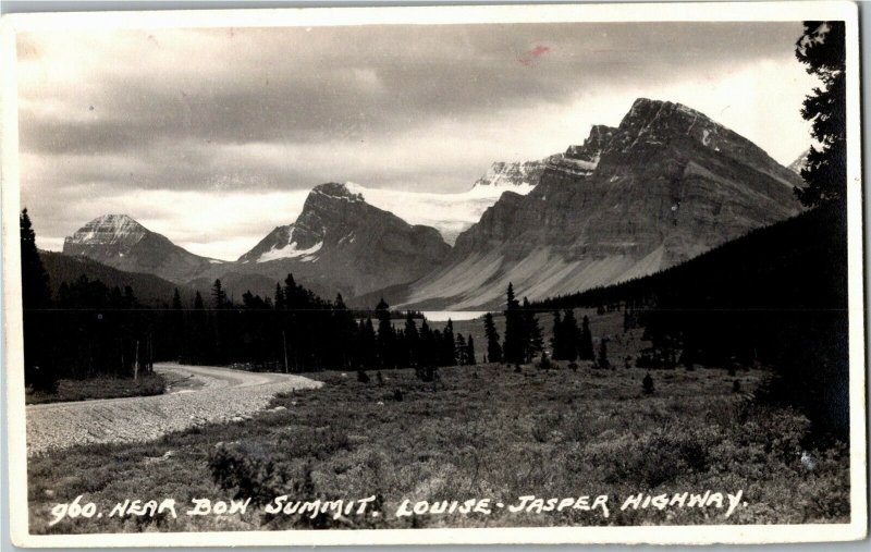 RPPC Near Bow Summit, Louise Jasper Highway Canada Vintage Postcard E28