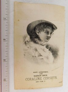 Lovely Actress Mary Anderson Uses Dr. Warner's Coraline Corsets Trade Card F51
