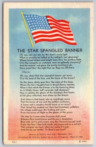 Flags~The Star Spangled Banner W/ Song By Francis Scott Key~PM 1946~Vtg Postcard