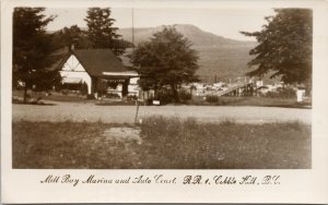 Mill Bay Marina & Auto Court Cobble Hill BC Vancouver Island RPPC Postcard F83