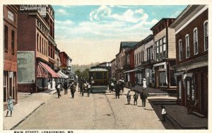Vintage Postcard 1920's View of Main Street Lonaconing Maryland MD