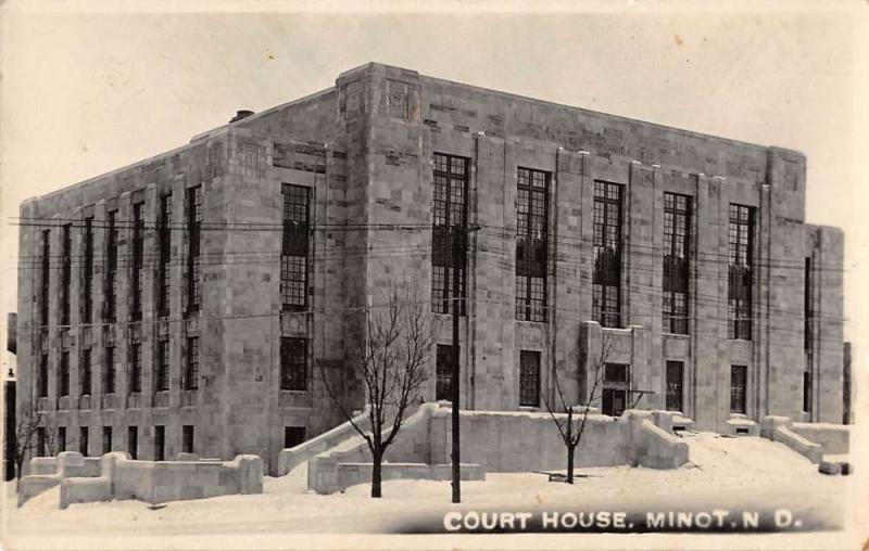 Minot North Dakota Court House Real Photo Antique Postcard K82276