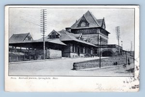 Railroad Railway Terminal Station Depot Springfield MA 1905 UDB Postcard N13