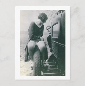 Nude Upskirt Automobile Romance French Erotica Adult Vintage Inspired Postcard