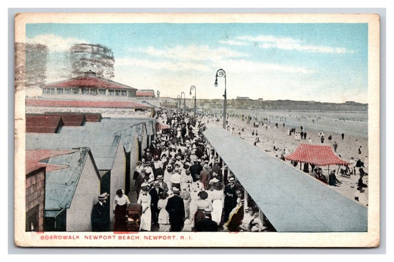 Boardwalk Newport  Beach Newport Rhode Island RI WB Postcard Z5