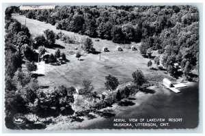 1953 Lakeview Resort Aerial View Muskoka Utterson Ontario RPPC Photo Postcard