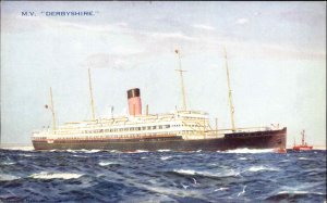 Steamship MV Derbyshire BIBBY LINE c1915 Postcard