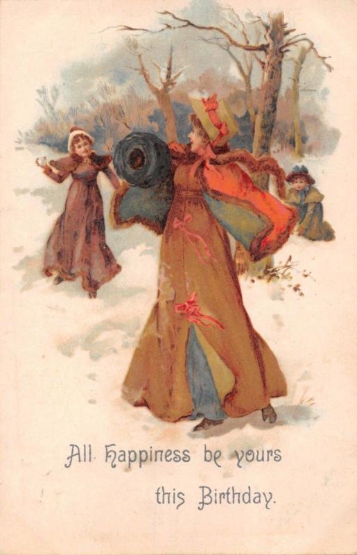 ALL HAPPINESS BE YOURS~WALTER WHEELER #208 BIRTHDAY GREETING POSTCARD c1910s