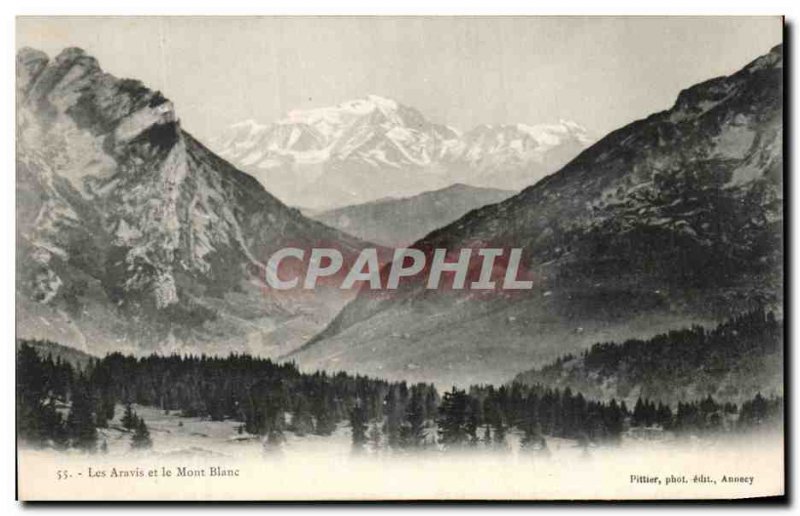 Old Postcard Les Aravis and Mont Blanc