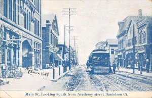 Danielson Connecticut Main Street Looking South Trolley Postcard AA44091