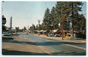 Postcard CA Paradise Street View Texaco Station Real Estate Old Cars R12