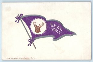 1907 BPOE Elk Masonic Pennant Embossed Unposted Antique Postcard