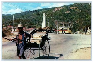 c1960's Rickshaw at Ayer Itam Road Penang Malaysia Posted Vintage Postcard