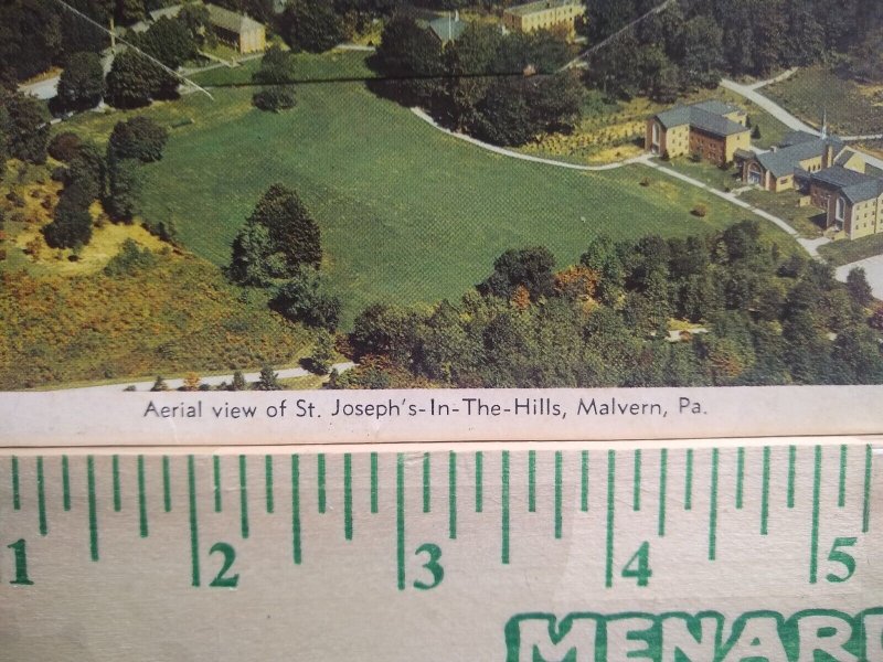 Postcard Folder Aerial view of St. Joseph's-In-The-Hills, Malvern, Pennsylvania