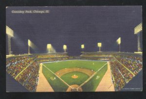 CHICAGO WHITE SOX MLB COMISKEY PARK BADEBALL STADIUM AT NIGHT POSTCARD