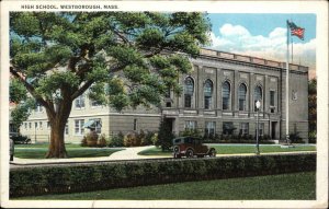 Westborough Massachusetts MA High School c1920s-30s Postcard