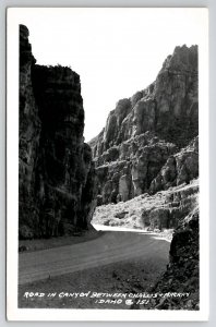 Idaho RPPC Road In Canyon Between Challis and Mackay ID Photo Postcard V21