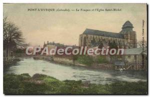 Postcard Old Bridge L'Eveque Touques And I'Eglise Saint Michel