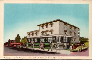 Postcard QC Vallee Jonction Colgan Inn & Cafe Classic Cars Roadside 1940s S101