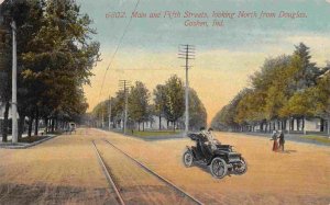 Main & Fifth Streets Car north from Douglas Goshen Indiana 1910c postcard