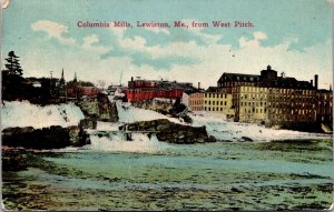 Columbia Mills, Lewiston ME from West Pitch Vintage Postcard T41