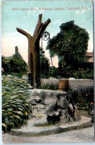 OAKLAND, CA California  SAINT AGNES WELL Schilling's Gardens 1915  Postcard