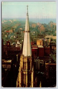 Postcard 1956 Chicago Temple World's Tallest & Oldest Church Downtown Loop ILL