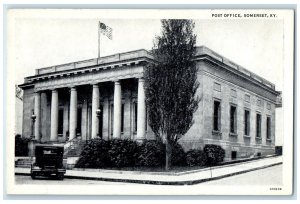 c1940s Post Office Building Exterior Somerset Kentucky KY Unposted Flag Postcard