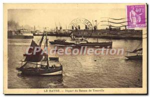 Old Postcard Le Havre Departure of the boat Trouville