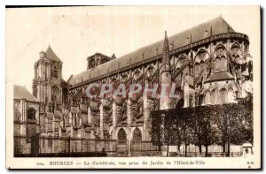 Old Postcard Bourges La Cathedrale view from the Garden of the Hotel de Ville